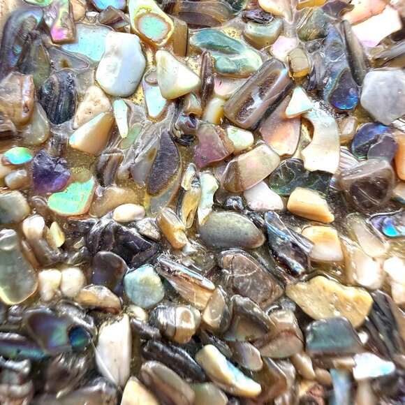 VTG Abalone Shell Chip Inlay Belt Buckle Southwestern Boho Fashion Jewelry - Picture 3 of 6